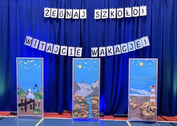 Dekoracja sali gimnastycznej na uroczystość zakończenia roku szkolnego